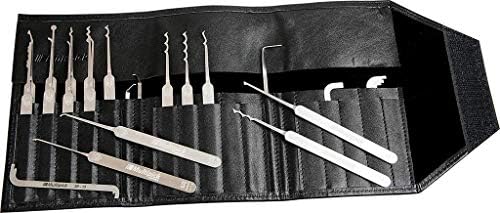 Slim-Lockpicking-Set (0,4mm & 23-tlg.) 1 Extraktor, 7 Spanner & 15 Lockpicks aus bestem Federstahl
