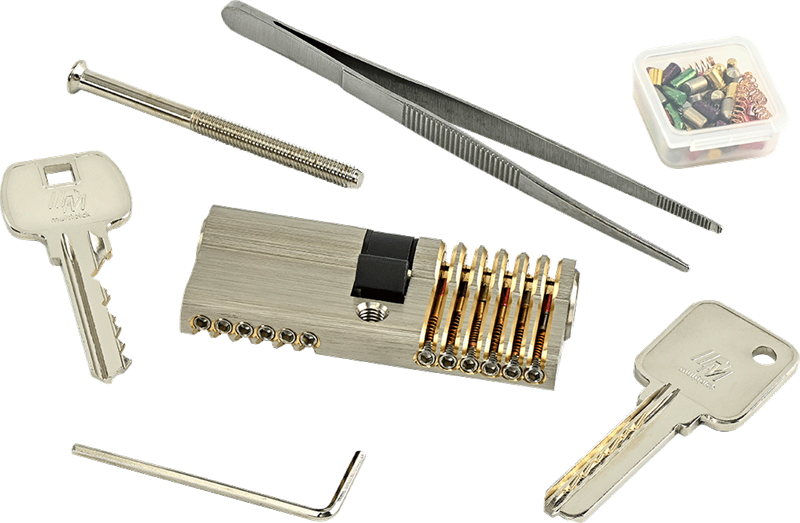 Kombi Übungsschloss Set 6 Pin – Bohrmulden- / Europrofil