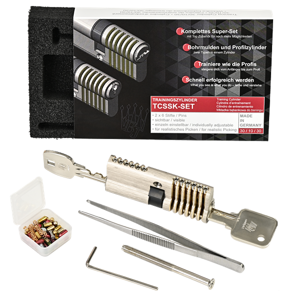 Kombi Übungsschloss Set 6 Pin – Bohrmulden- / Europrofil