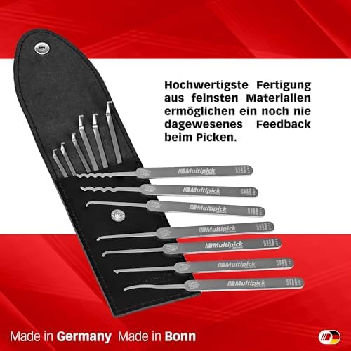 Beginner-Lockpicking-Set (14-tlg.) 8 Spanner & 6 Lockpicks aus bestem Federstahl