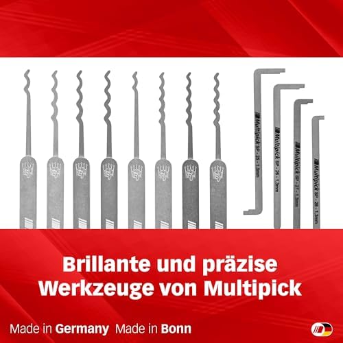 Wave-Lockpicking-Set (12-tlg.) 4 Spanner & 8 Lockpicks aus bestem Federstahl