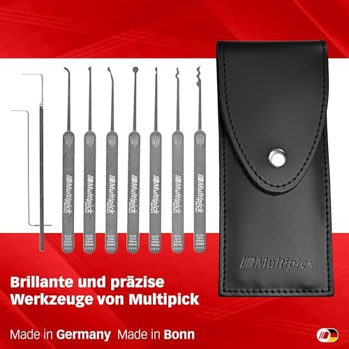 Wave-Lockpicking-Set (12-tlg.) 4 Spanner & 8 Lockpicks aus bestem Federstahl