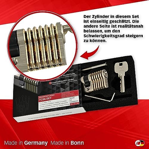 Multipick Trainingszylinder Bohrmulden Dimple Pin Profi Set 6-Stift Made in Germany inkl. 50-tlg. StiftSet Schwierigkeit einstellbar Perfekt für Dein Lockpicking Set Dietrich Set mit Übungsschloss