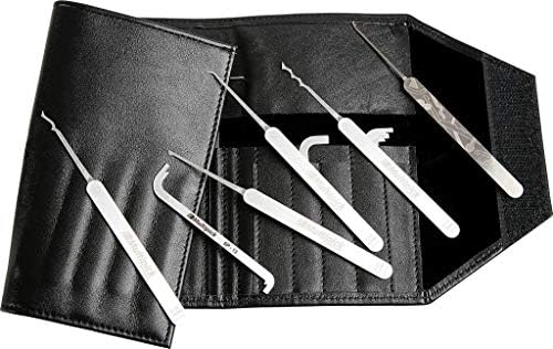 Slim-Lockpicking-Set (0,4mm & 23-tlg.) 1 Extraktor, 7 Spanner & 15 Lockpicks aus bestem Federstahl