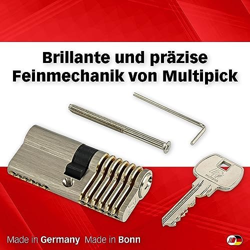 Multipick Trainingszylinder Bohrmulden Dimple Pin Profi Set 6-Stift Made in Germany inkl. 50-tlg. StiftSet Schwierigkeit einstellbar Perfekt für Dein Lockpicking Set Dietrich Set mit Übungsschloss