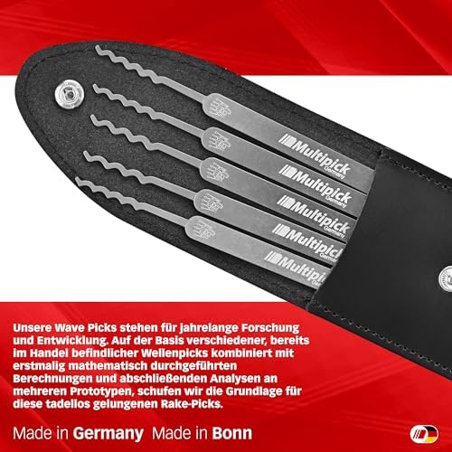 Wave-Lockpicking-Set (12-tlg.) 4 Spanner & 8 Lockpicks aus bestem Federstahl