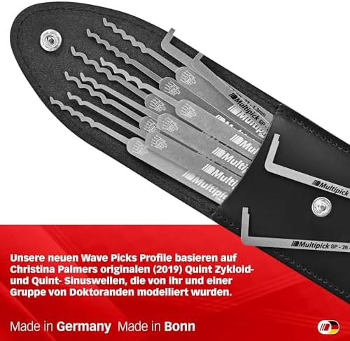 Wave-Lockpicking-Set (12-tlg.) 4 Spanner & 8 Lockpicks aus bestem Federstahl