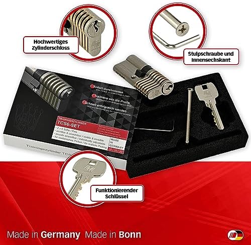 Multipick Trainingszylinder Bohrmulden Dimple Pin Profi Set 6-Stift Made in Germany inkl. 50-tlg. StiftSet Schwierigkeit einstellbar Perfekt für Dein Lockpicking Set Dietrich Set mit Übungsschloss