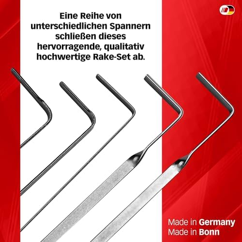 Wave-Lockpicking-Set (12-tlg.) 4 Spanner & 8 Lockpicks aus bestem Federstahl