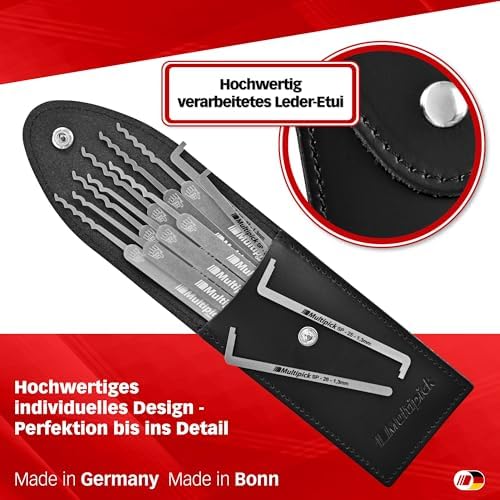 Wave-Lockpicking-Set (12-tlg.) 4 Spanner & 8 Lockpicks aus bestem Federstahl